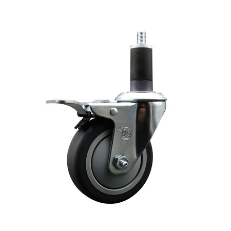 Service Caster 4'' Thermoplastic Rubber Swivel 1-1/4'' Expanding Stem Caster Total Lock Brake SCC-EXTTL20S414-TPRB-114